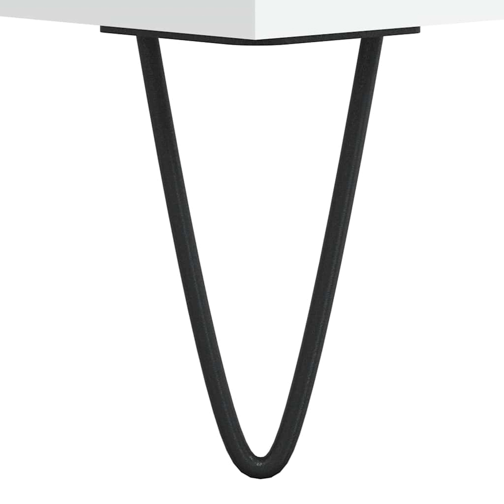 vidaXL 3 Drawer White Sideboard with Metal Legs Image 9