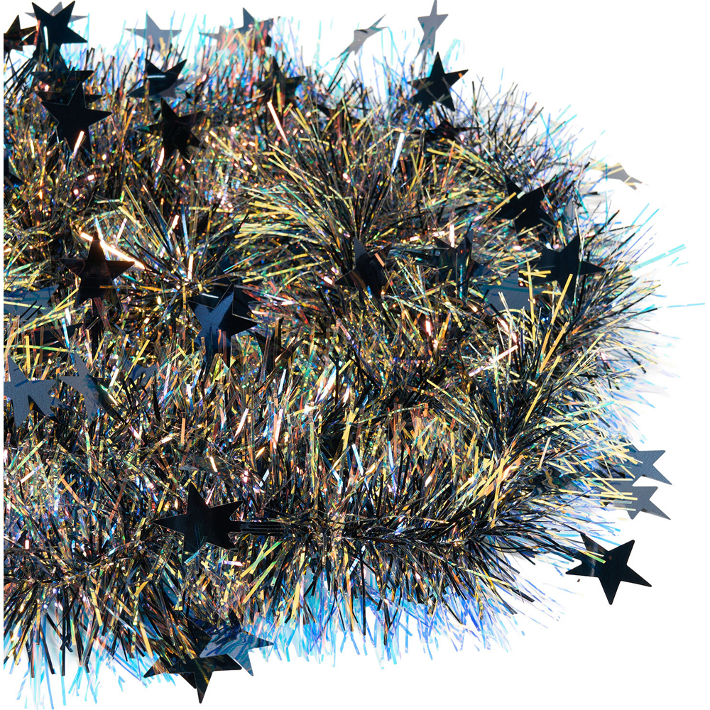 Iridescent Star Tinsel Navy Blue Image 4