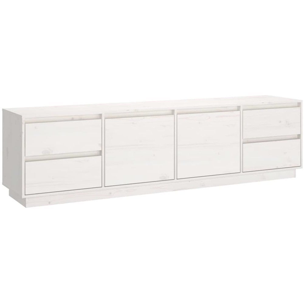vidaXL 2 Door 4 Drawer White Solid Pine Wood TV Cabinet Image 2