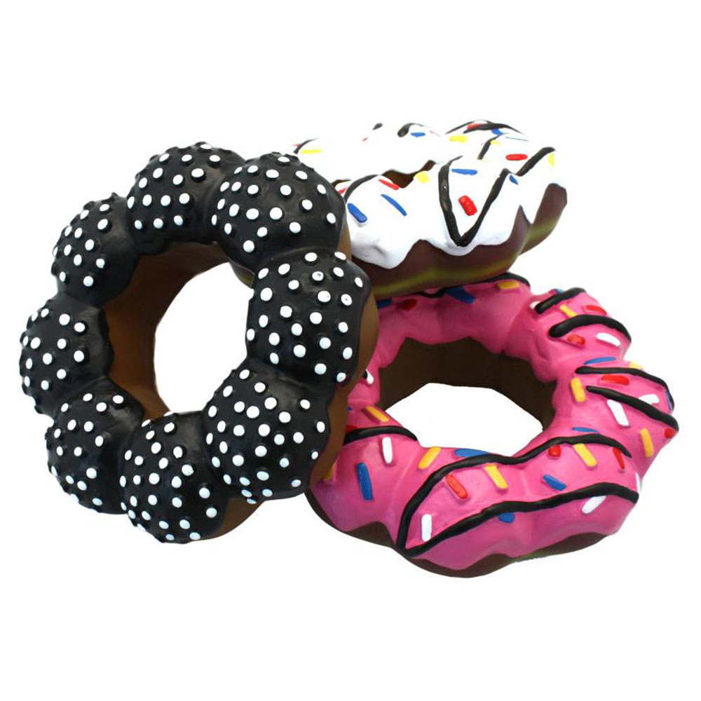 Single Happy Pet Vinyl Doughnut Dog Toy in Assorted styles Image 1