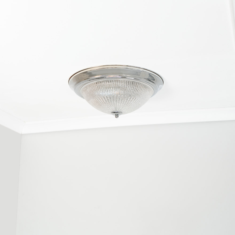 ValueLights Mossley Clear Ribbed Glass Chrome LED Flush Ceiling Light Image 4