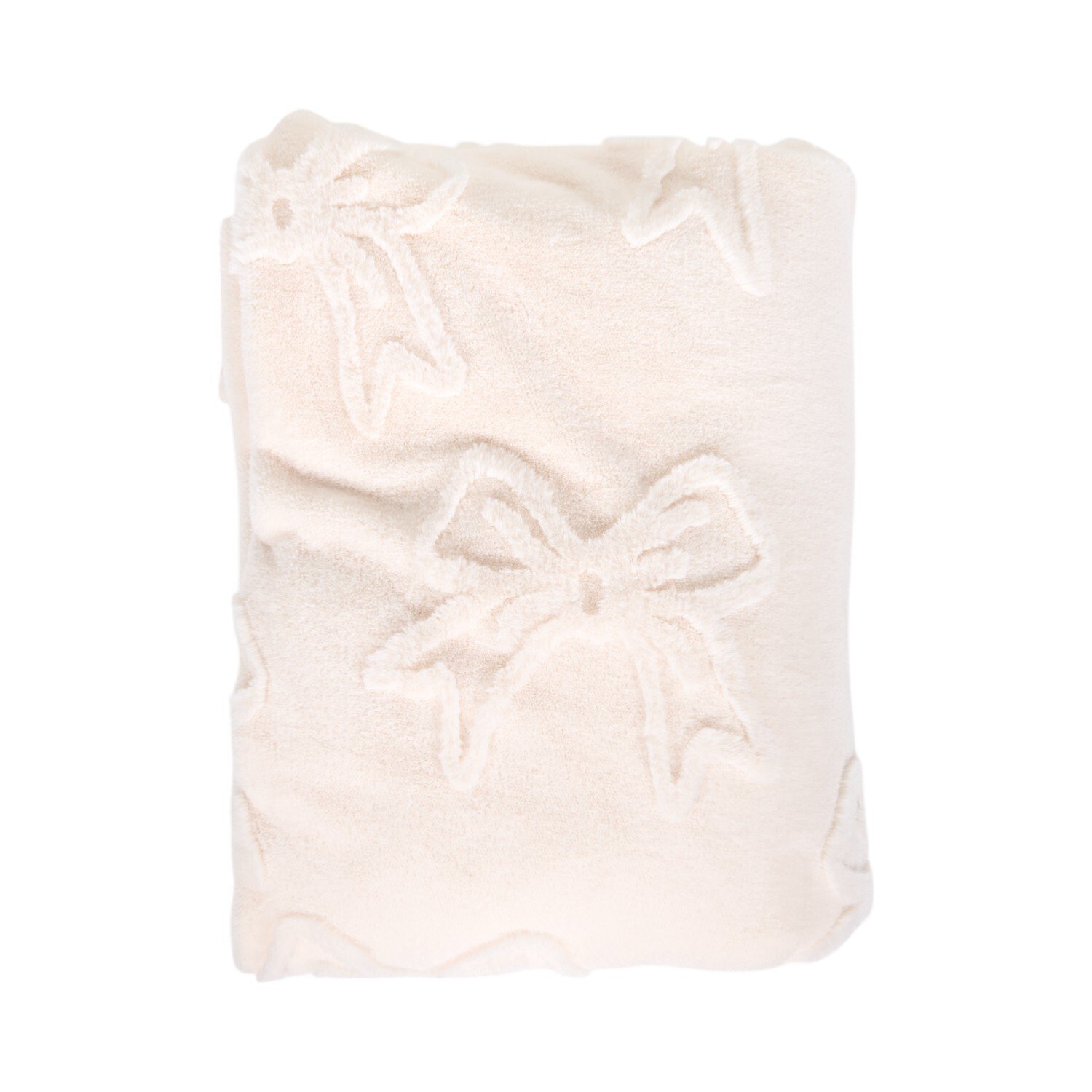 Bow Faux Fur Throw Ivory Image 1