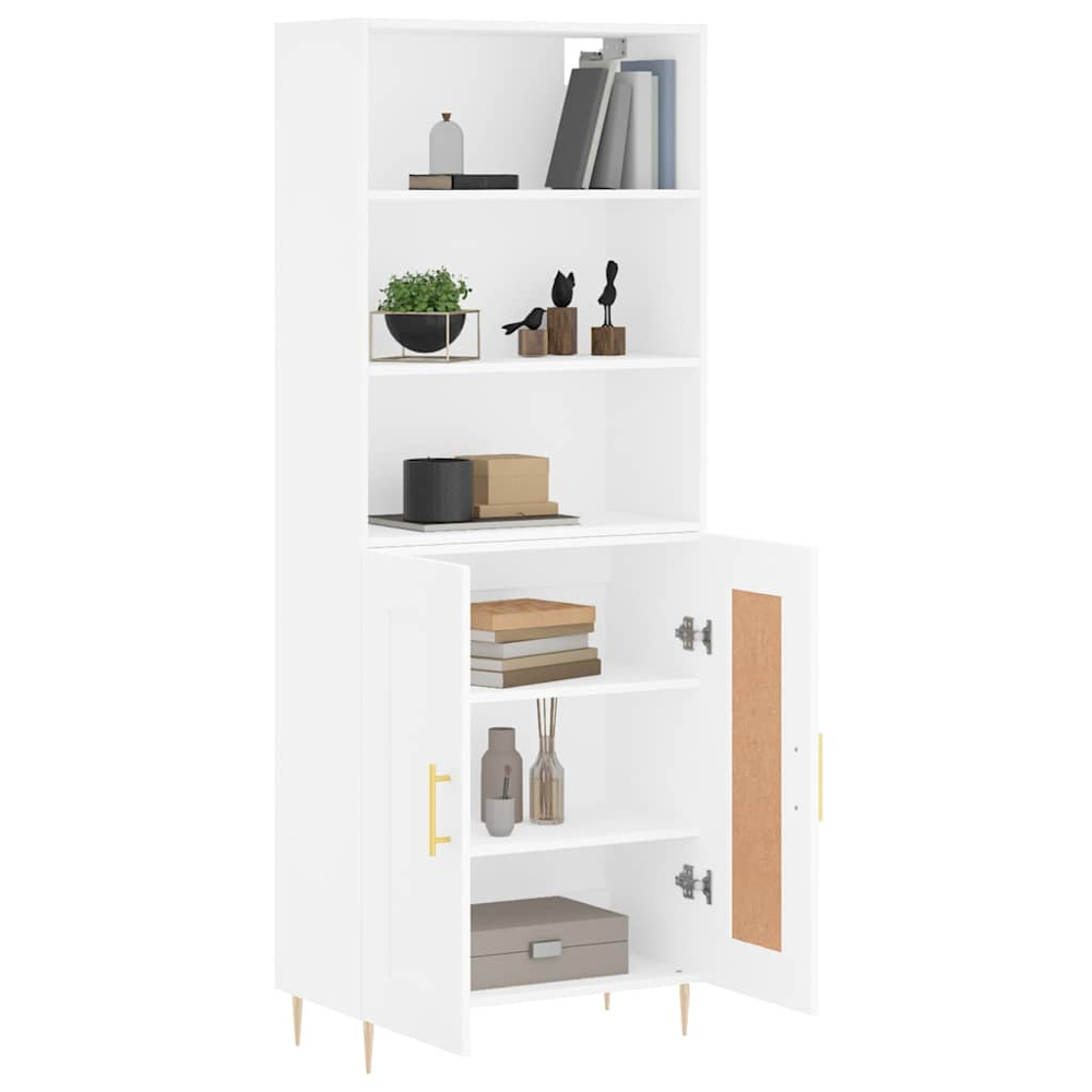 vidaXL 2 Door 3 Shelf White Highboard Image 3