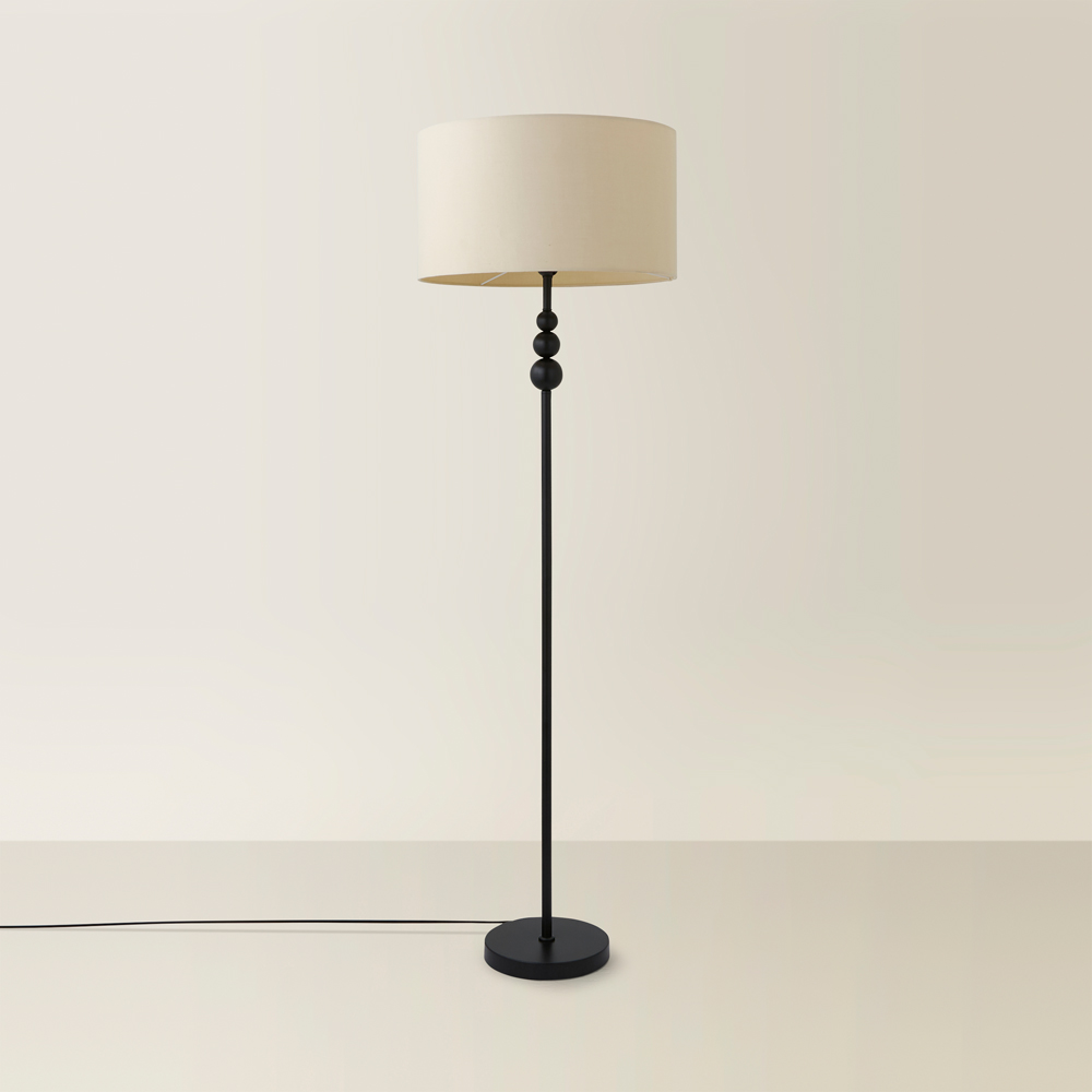 ValueLights Marissa Cream Shade Black Ball LED Floor Lamp Image 5