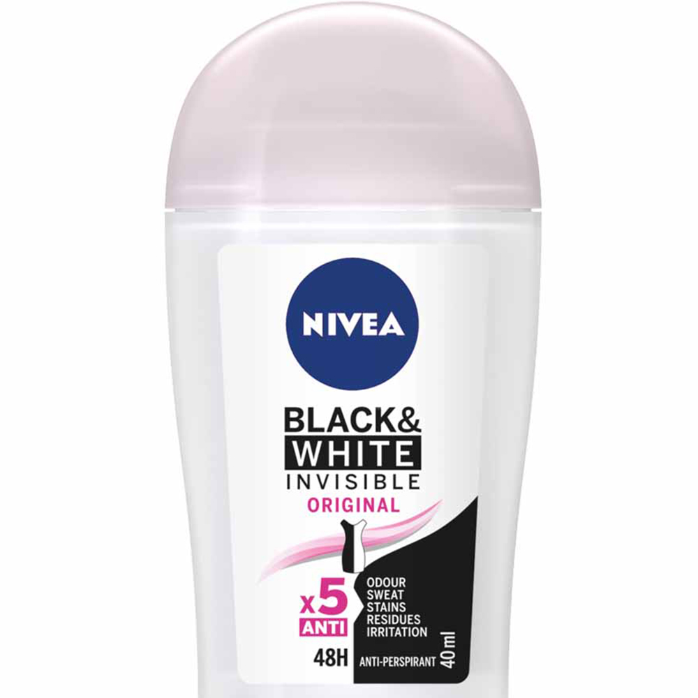 Nivea Black and White Original Antiperspirant Deodorant Stick 40ml Image 2