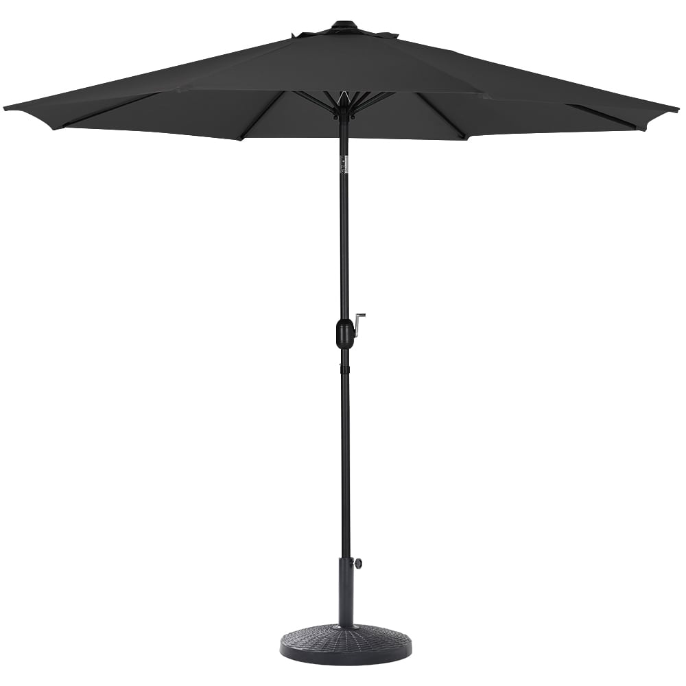 Living and Home Black Round Crank Tilt Parasol with Rattan Effect Round Base 3m Image 4