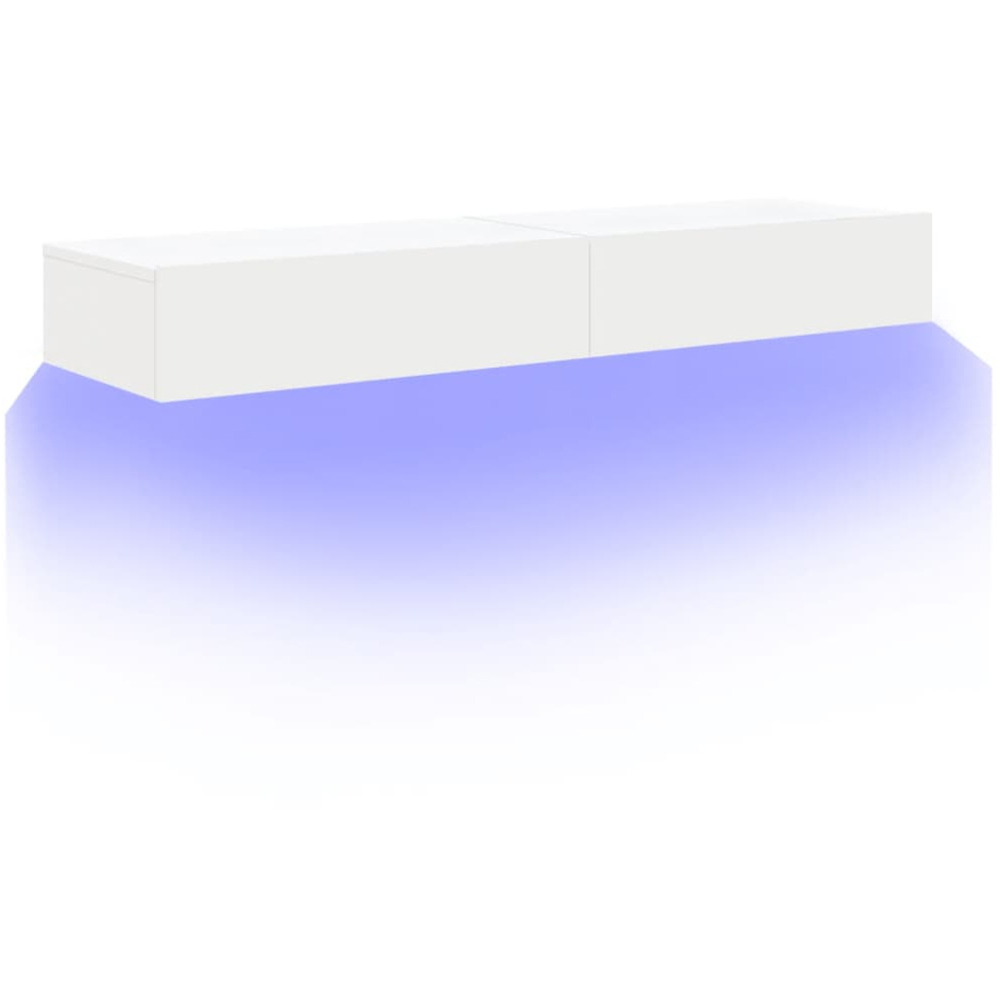vidaXL Single Drawer White LED TV Cabinet Set of 2 Image 5
