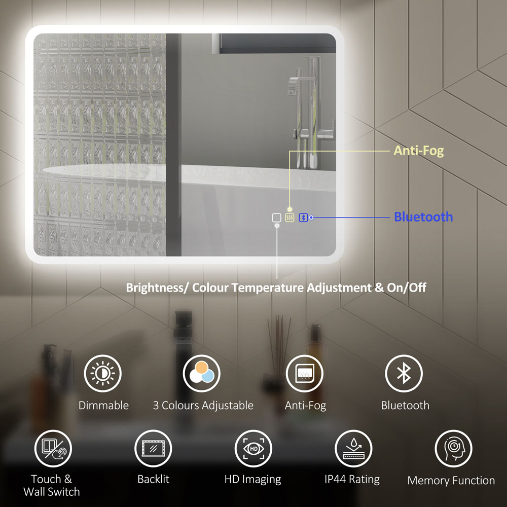 HOMCOM Frameless LED Bathroom Mirror 60 x 80cm Image 4