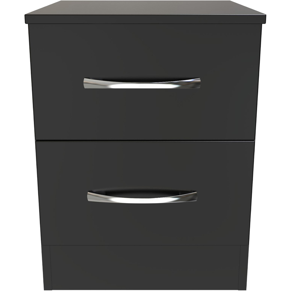 Crowndale Avon 2 Drawer Black Matt Compact Bedside Cabinet Ready Assembled Image 2