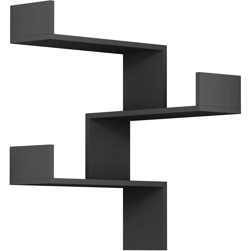 Decortie Luksa 3 Shelf Anthracite Modern Corner Wall Mounted Bookcase Image 2