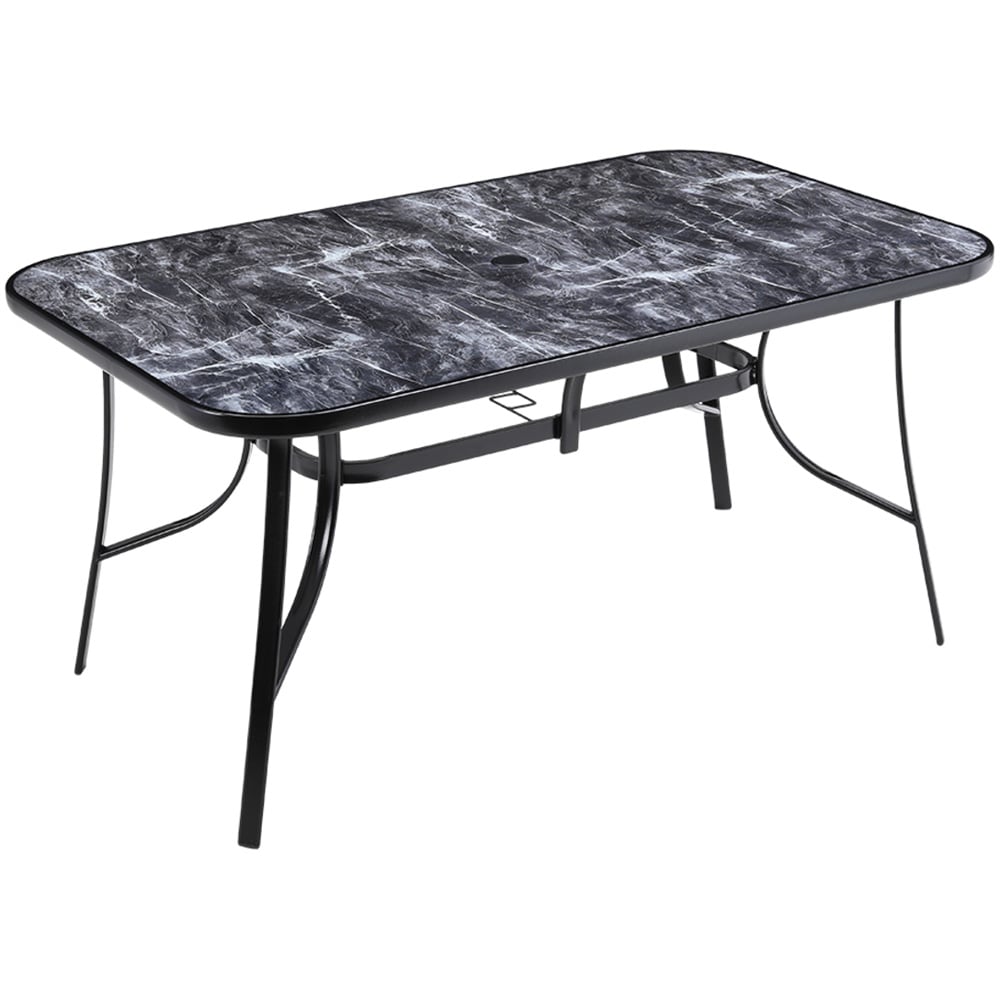 Living and Home Black Tempered Glass Rectangle Marble Coffee Table Image 2