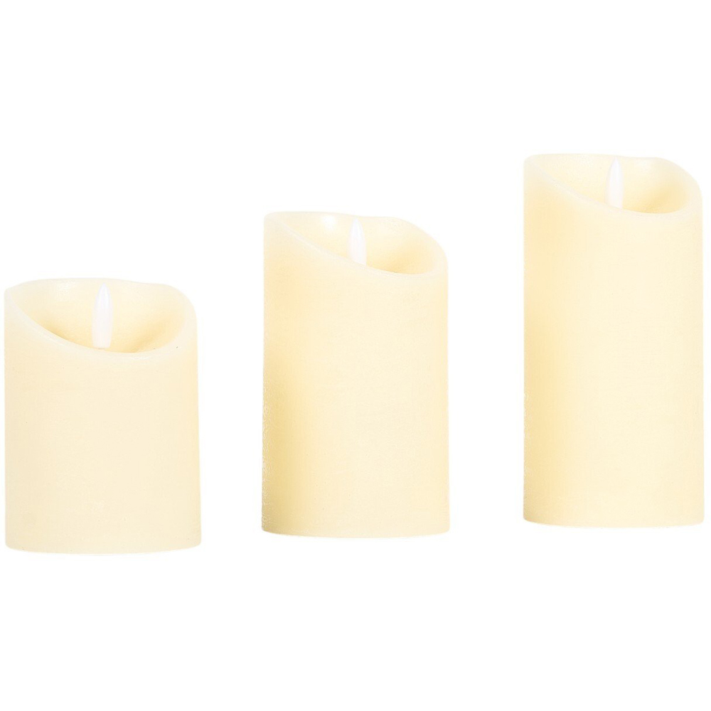 Set of 3 Ivory Flicker LED Candles Ivory Image 2