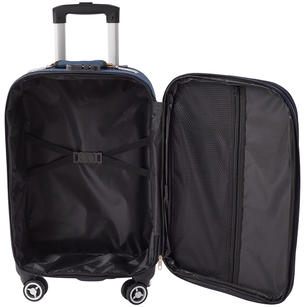 H&O Direct 20 inch Blue Softshell Spinner Suitcase with Combination Lock Image 3