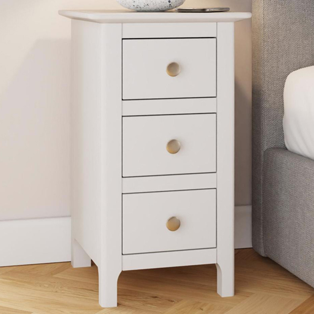 FWStyle Palma 3 Drawer White Ready Assembled Bedside Chest Image 1
