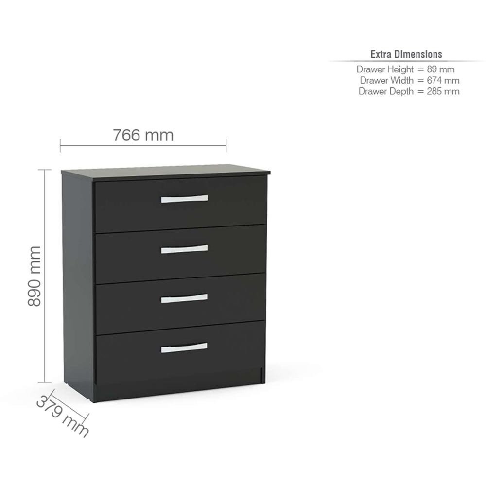 Birlea Lynx Black 4 Piece Bedroom Furniture Set Image 6