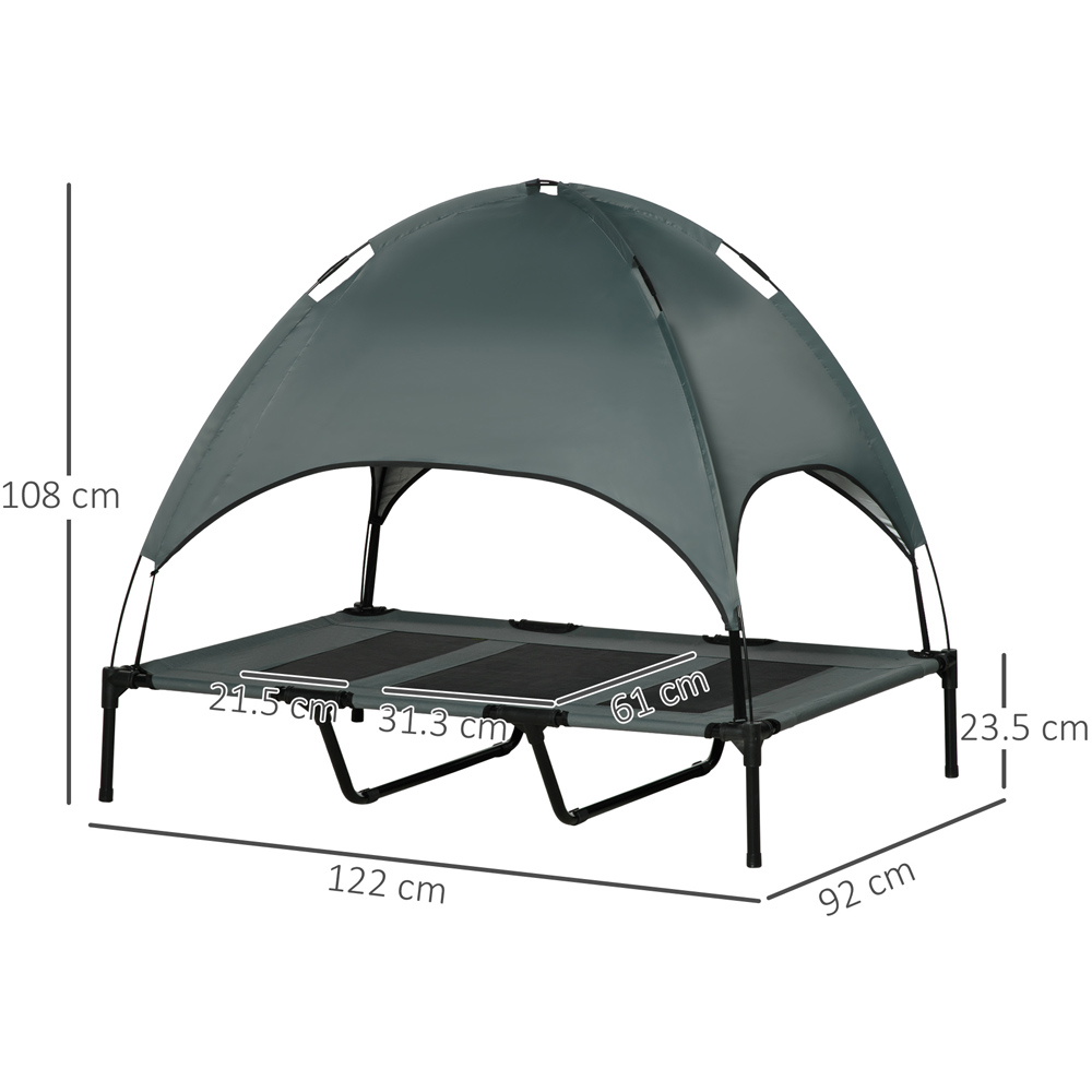 PawHut 122cm Blue Elevated Dog Bed with UV Protection Canopy Image 7