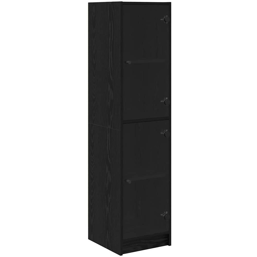 vidaXL 2 Glass Door 4 Shelf Black Oak Slim Highboard Image 2