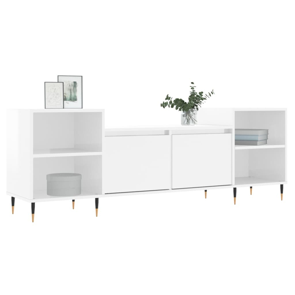 vidaXL 2 Door 4 Shelf High Gloss White TV Cabinet Image 3