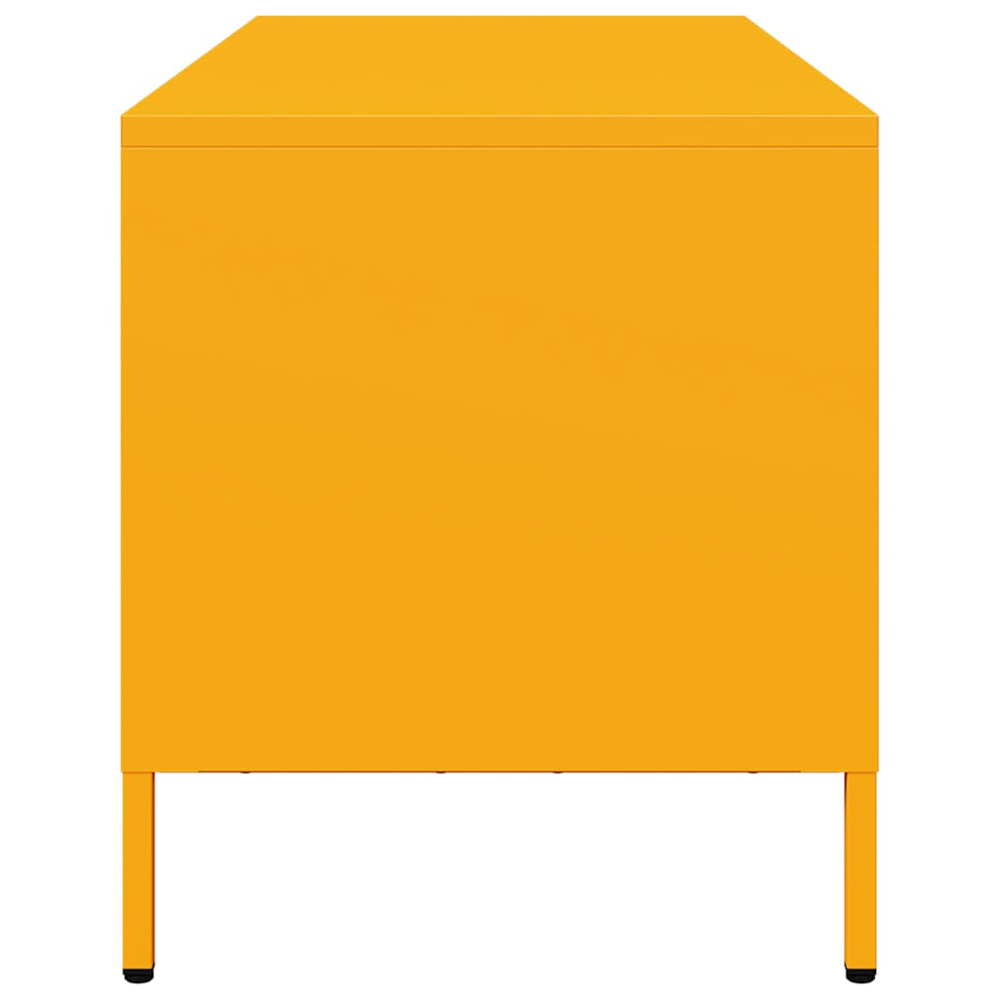 vidaXL 2 Drawer 2 Shelf Mustard Yellow Steel Industrial Style TV Cabinet Image 6