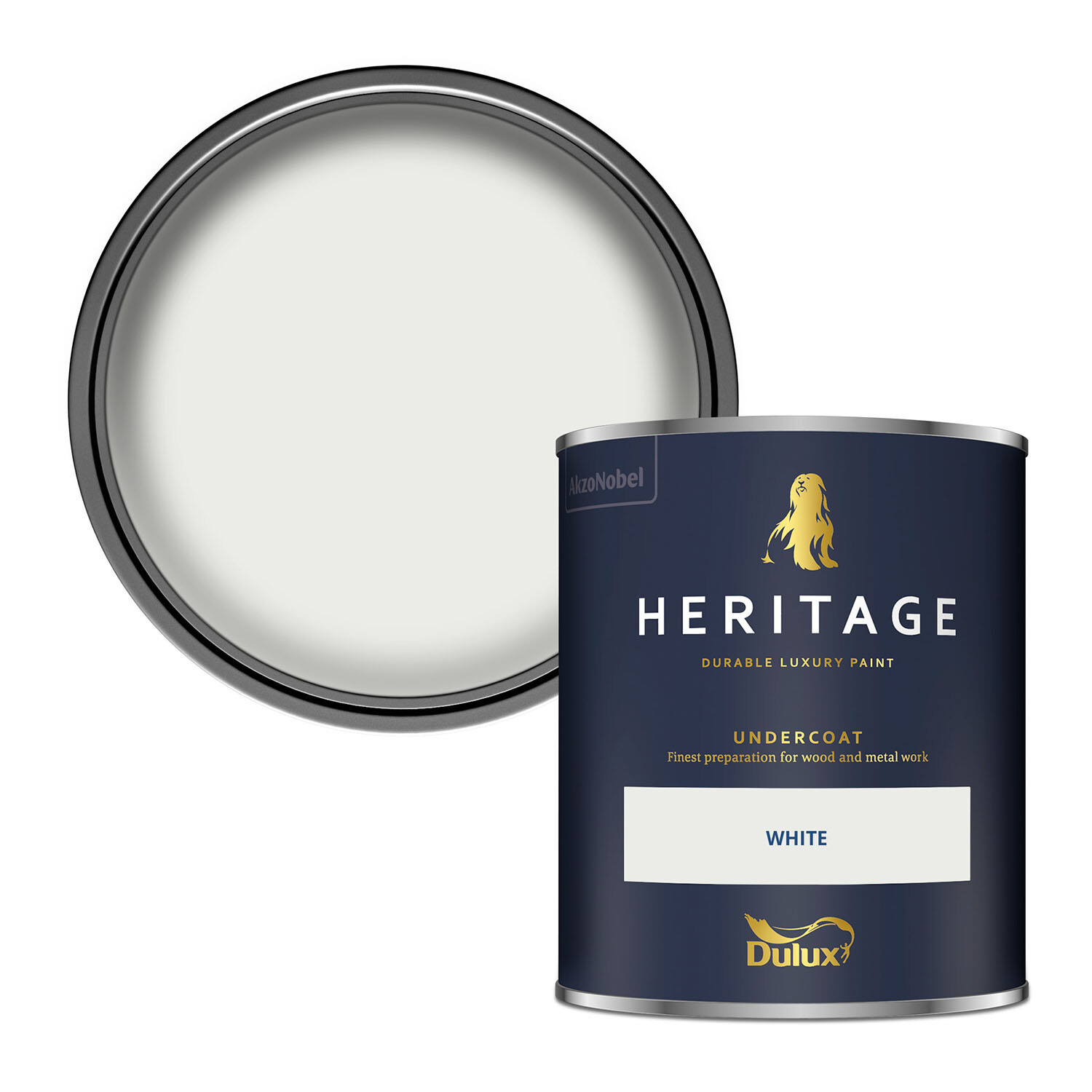 Dulux Heritage Wood and Metal White Undercoat Paint 750ml Image 1