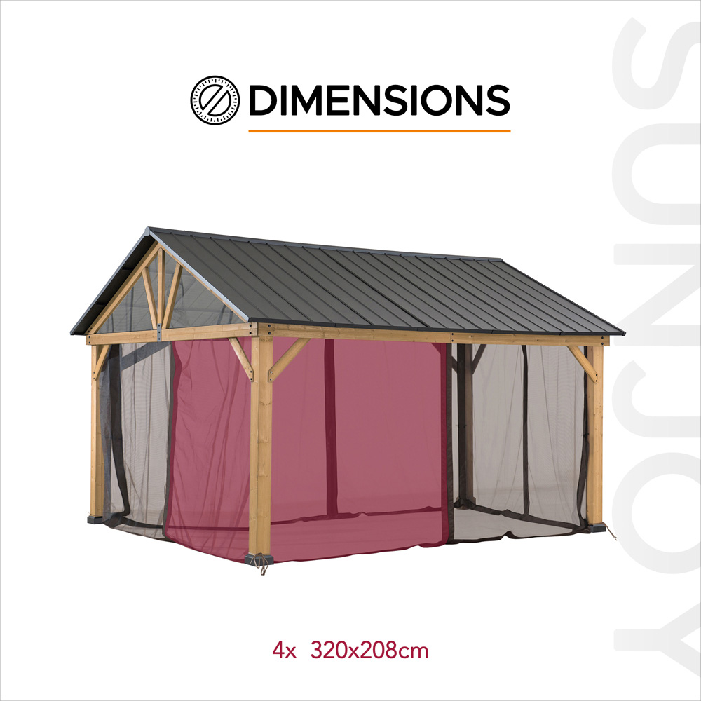 Sunjoy 3.5 x 4m Khaki Accessory Netting for Cedar Wood Gazebo (Gazebo Not Include) Image 5