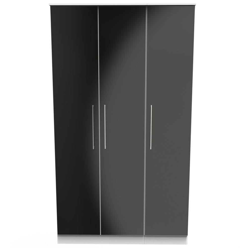 Crowndale Worcester 3 Door Matt Black and White Mirrored Wardrobe Ready Assembled Image 3