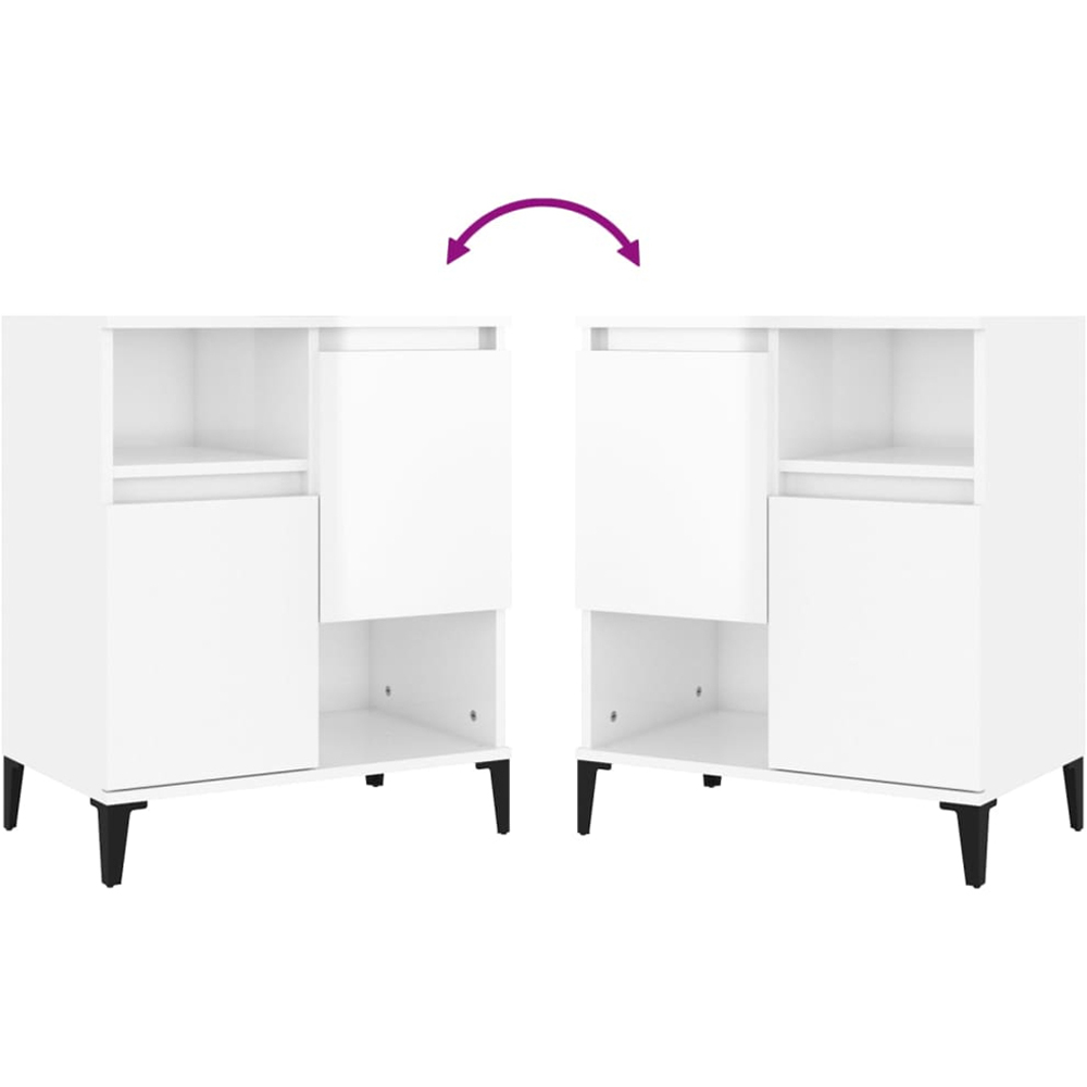 vidaXL 2 Door 2 Shelf White Sideboard Set of 2 Image 6