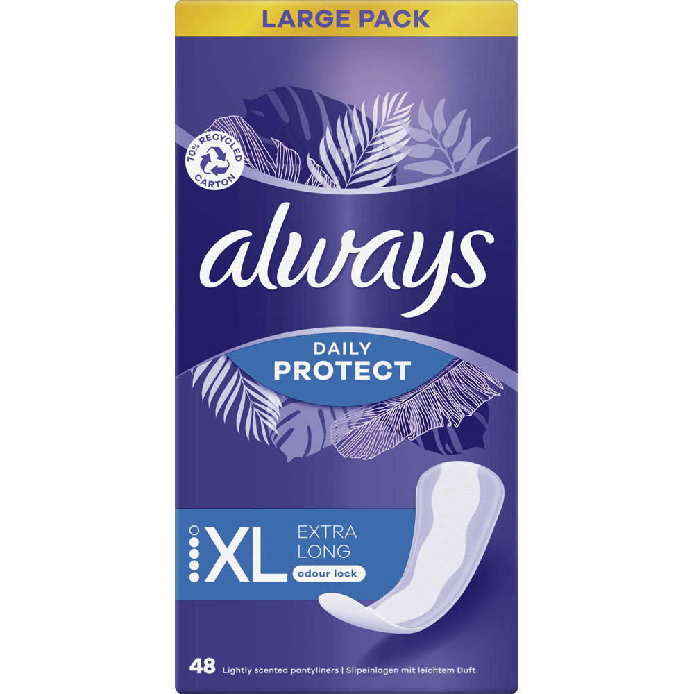Always Daily Protect Panty Liners Extra Long 48 Pack Image 1