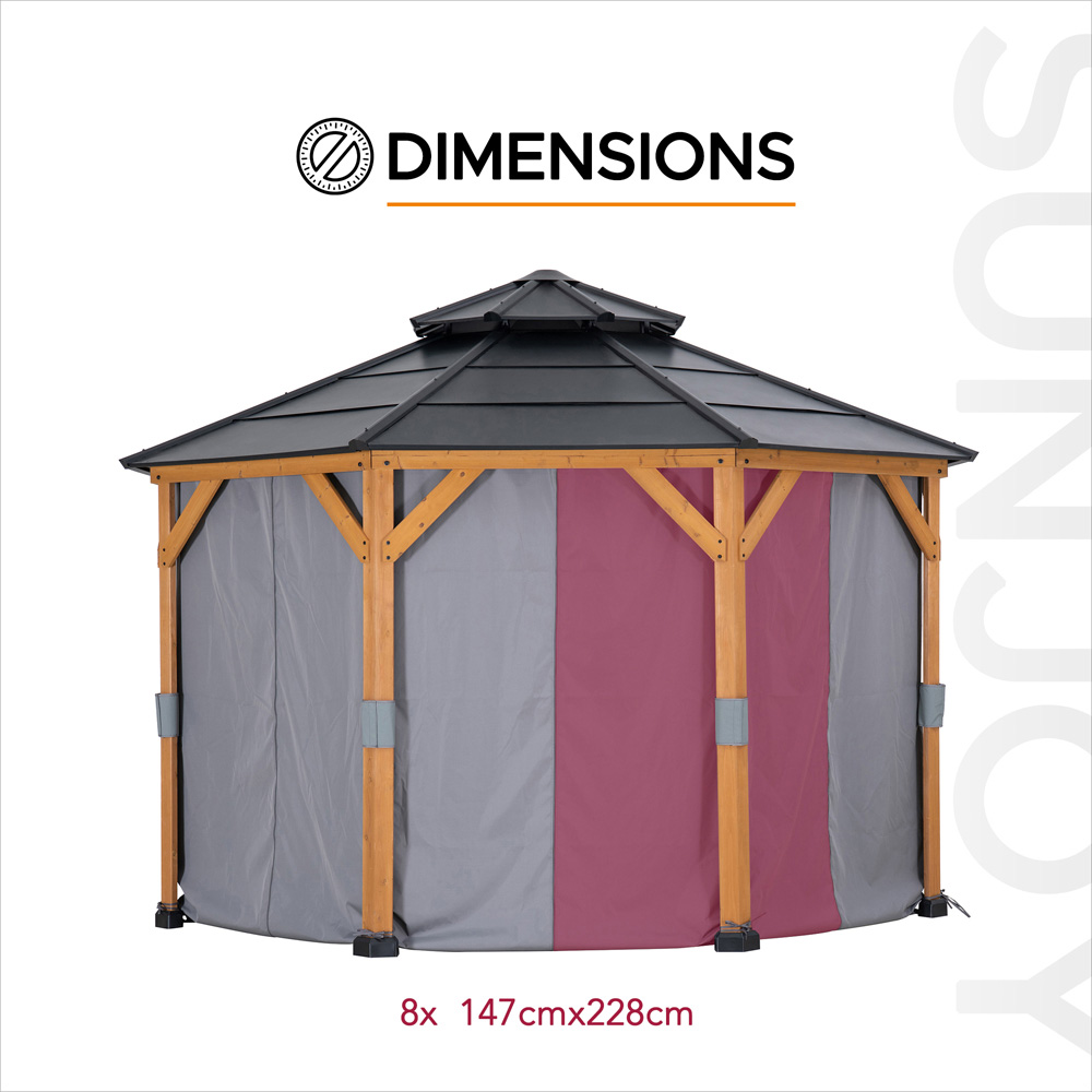 Sunjoy 3.9 x 3.9m Accessory Curtain for Steel Gazebo (Gazebo Not Include) Image 4