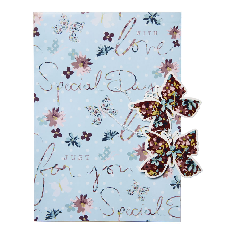 Wilko Floral Just For You Gift Wrap 2 Sheets and 2 Tags Image