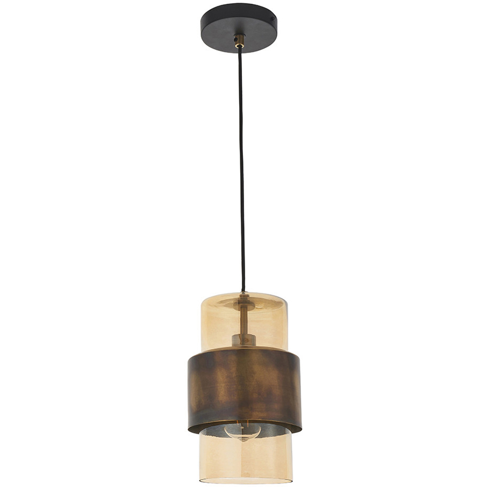 Merano Palermo Brass Patina and Champagne Lustre Glass Pendant Ceiling Light Image 1