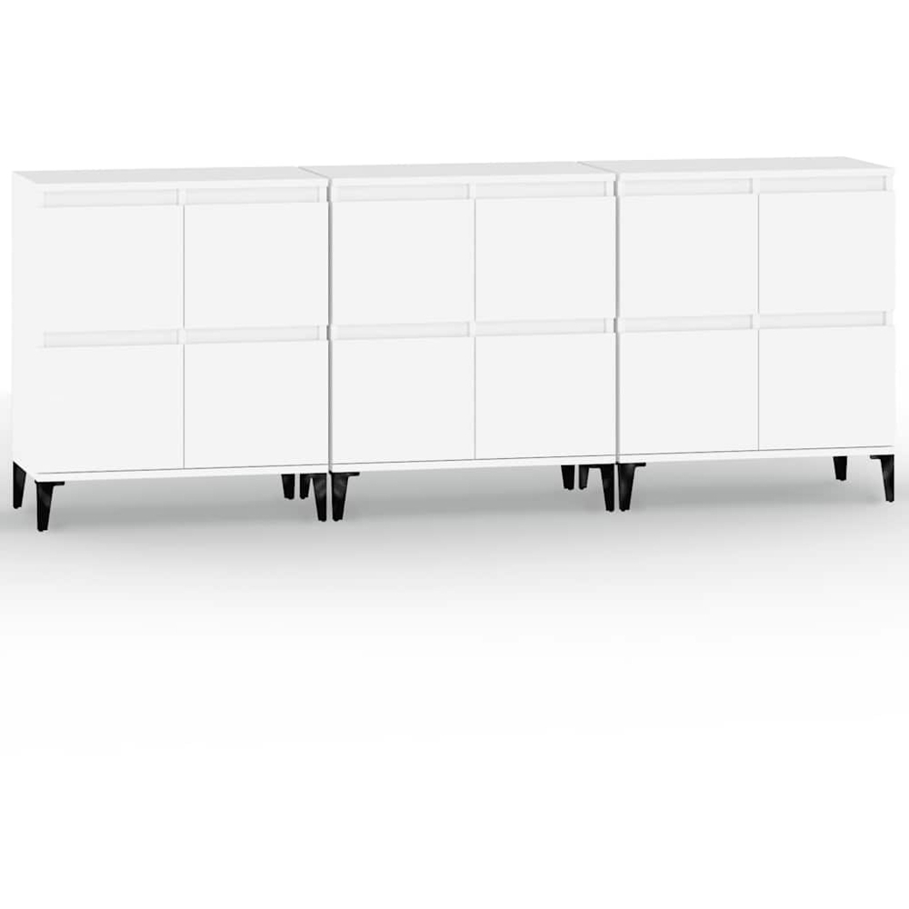 vidaXL 4 Door White Sideboard Set of 3 Image 2