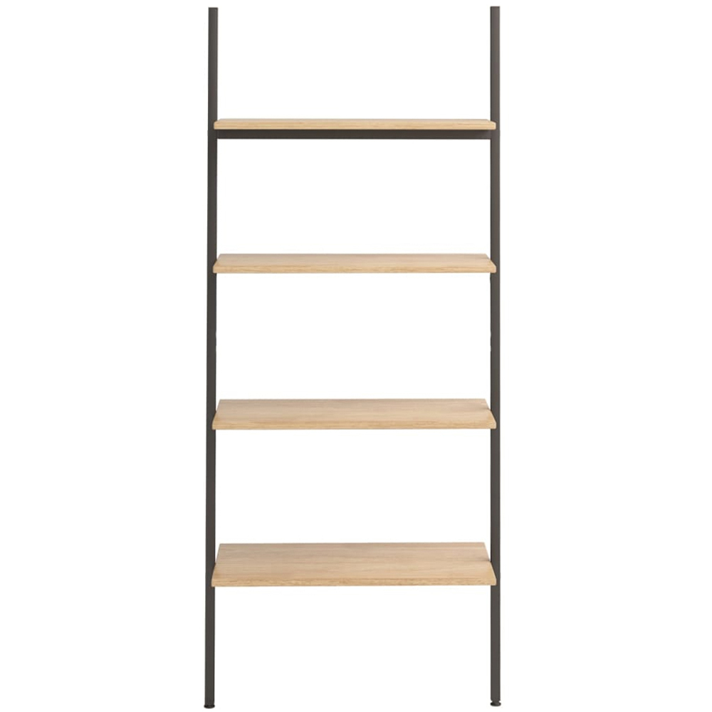 vidaXL 4-Tier Light Brown and Black Tall Leaning Shelf Image 2