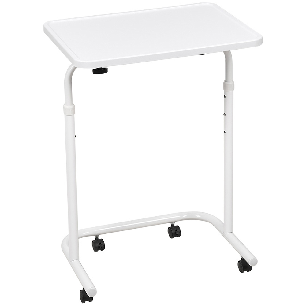 Living and Home White Adjustable Mobile Side Table Image 2