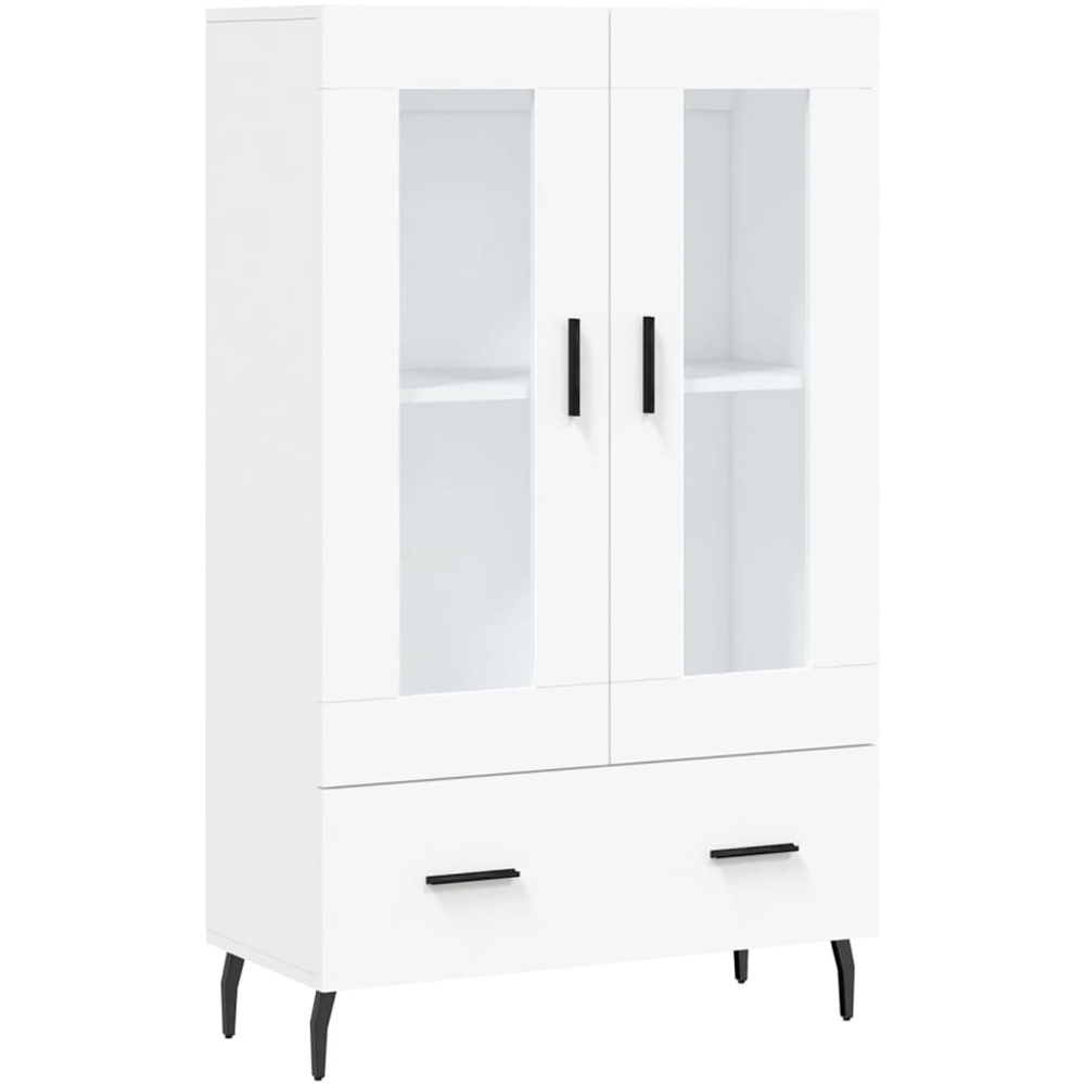 vidaXL 2 Glass Door Single Drawer White Highboard Image 2