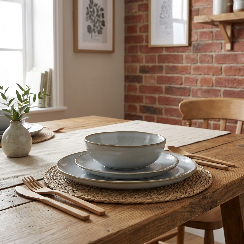 12 Piece Quartz Reactive Glaze Dinner Set - White Image 3