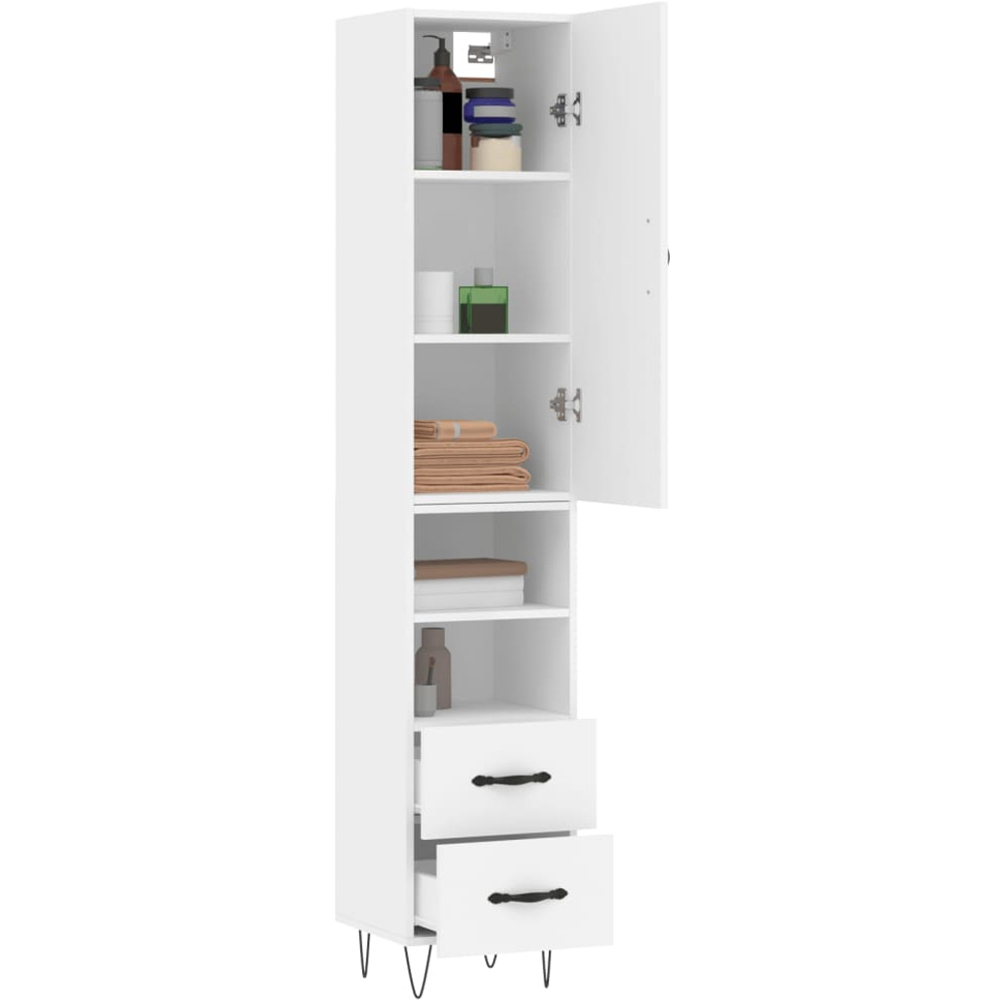 vidaXL Single Door 2 Drawer 2 Shelf White Highboard Image 3