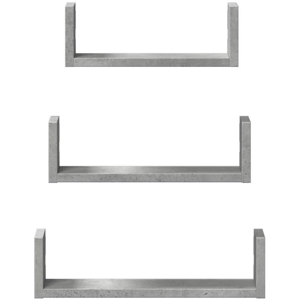 vidaXL Set of 3 Concrete Grey Floating Wall Shelf Image 3