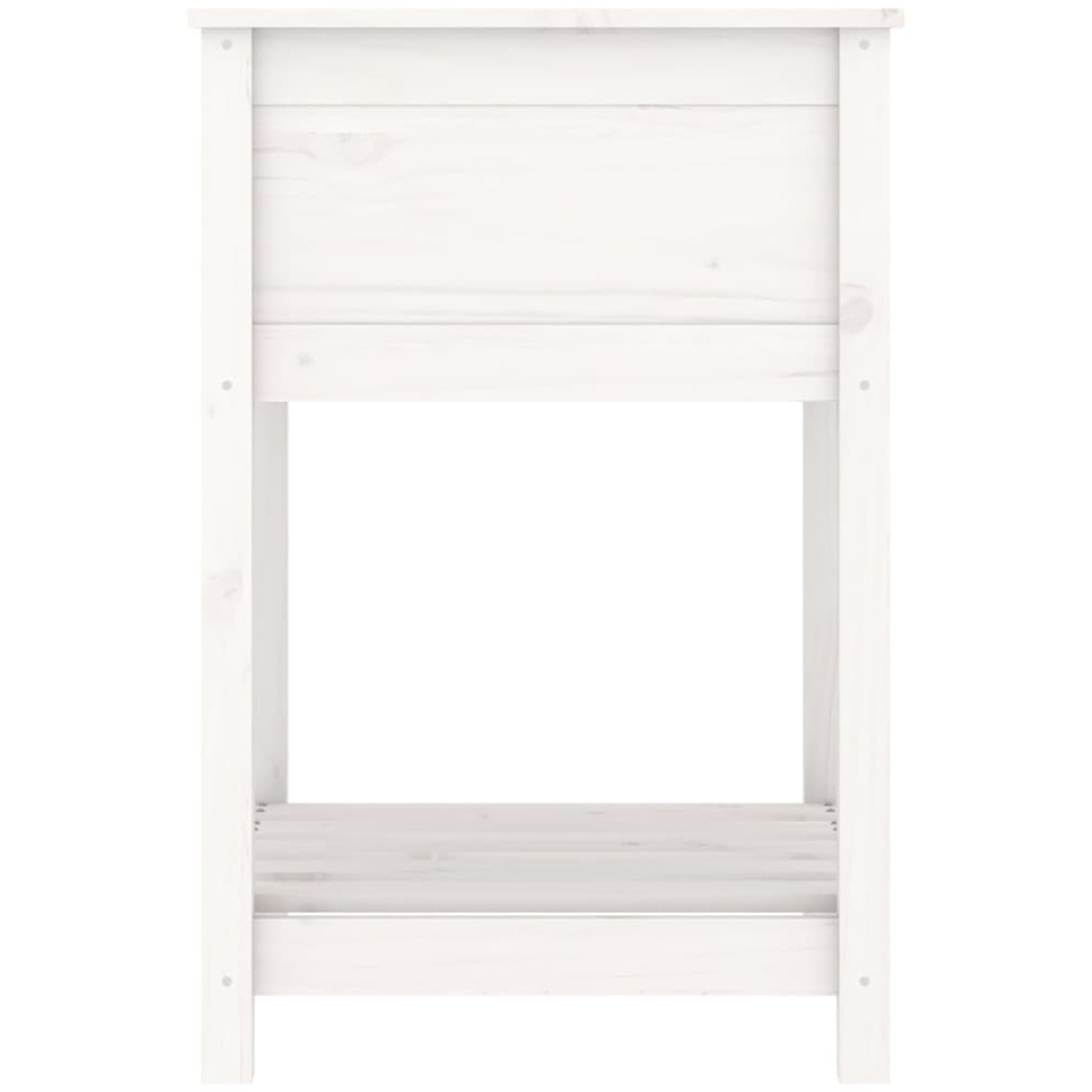 vidaXL White Solid Pine Outdoor Planter with Shelf 55 x 54 x 81cm Image 5