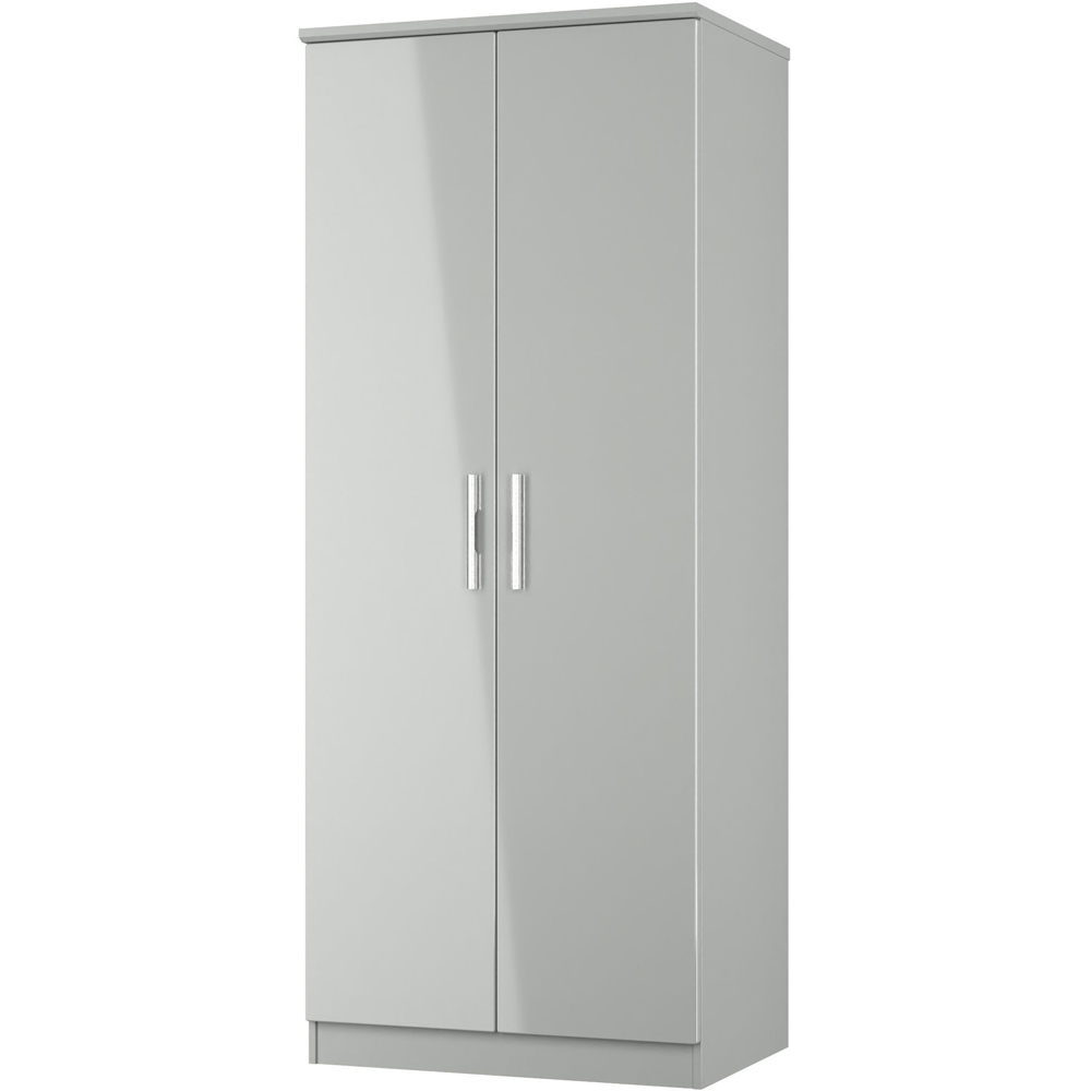 Crowndale Knightsbridge 2 Door Grey Gloss and Dusk Grey Wardrobe Ready Assembled Image 3
