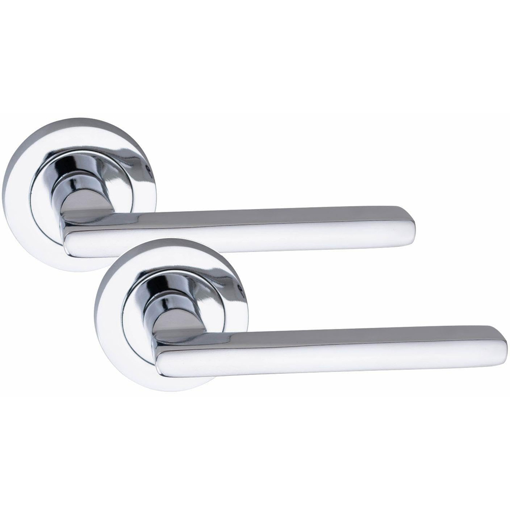 Golden Grace Leon Polished Chrome Bathroom Door Handle Pair with Thumbturn and Mortise Lock Image 2