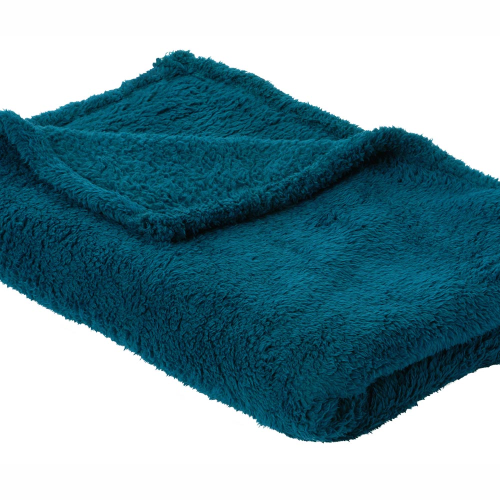 Wilko Dark Teal Teddy Throw 130 x 170cm Wilko