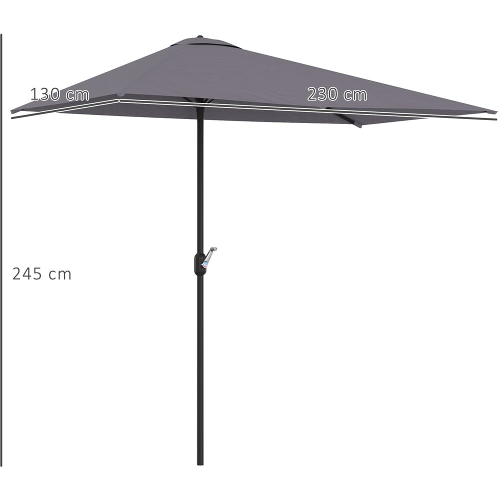 Outsunny Grey Crank Handle Half Parasol 2.3m Image 7