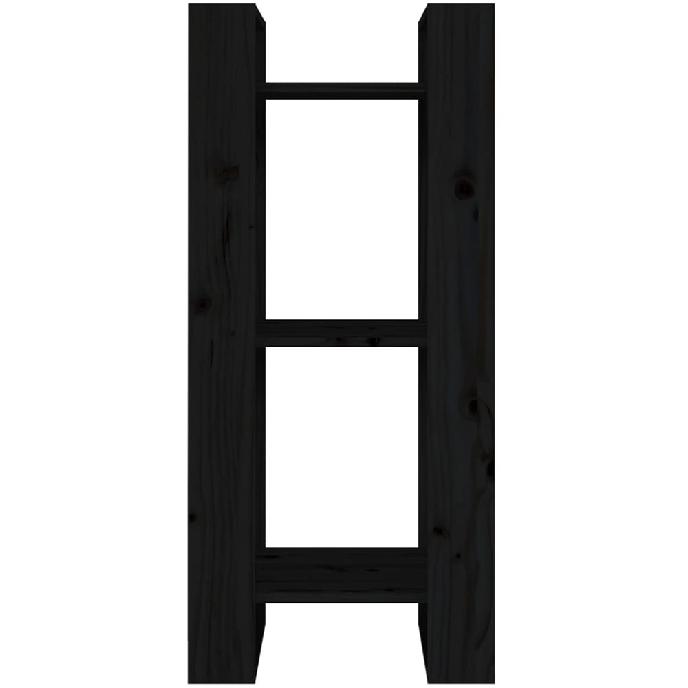 vidaXL 3 Shelf Black Solid Pine Wood Bookcase Image 3