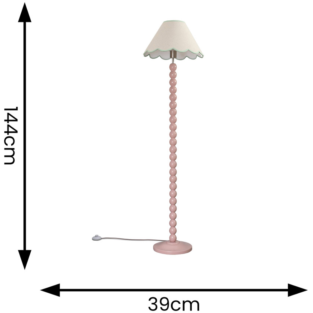 ValueLights Bobbins Green Scallop Shade Rose Pink LED Floor Lamp Image 6
