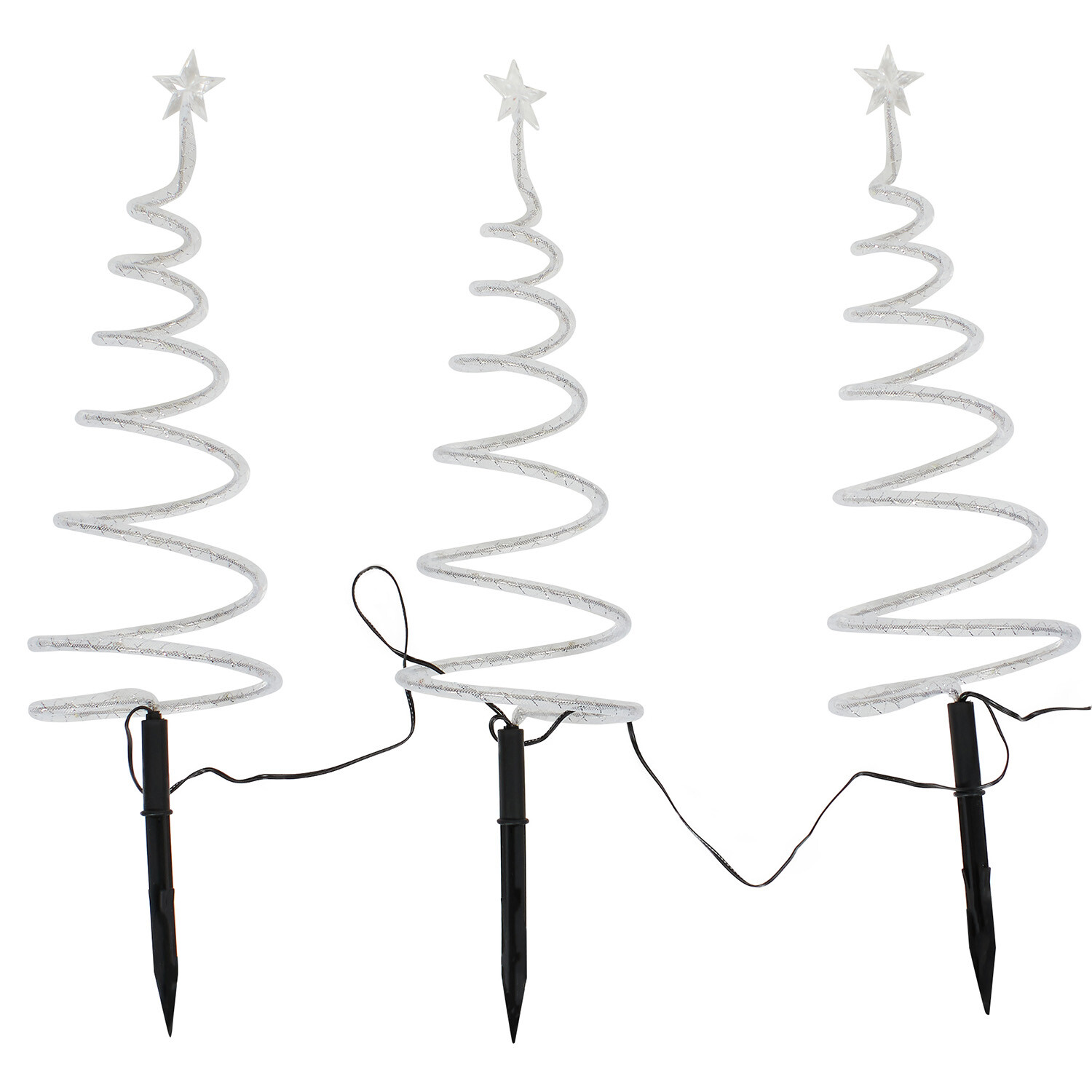 Set of 4 Colour Changing Spiral Tree Stakes - White Image 2