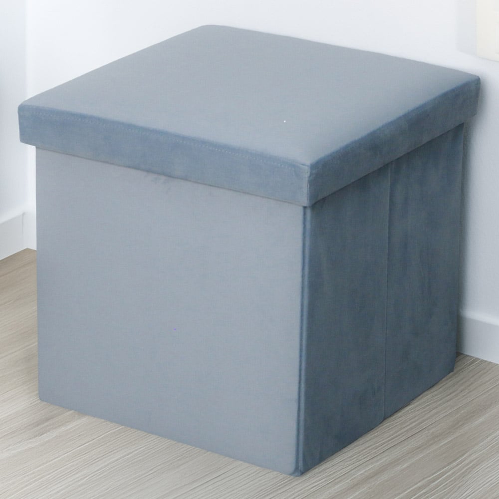 Seville Velvet Storage Box - Blue Image 1