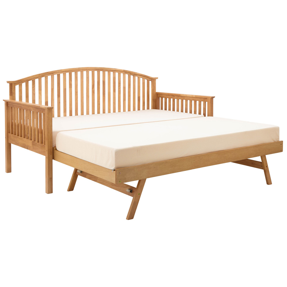 GFW Madrid Single Oak Wood Wooden Day Bed with Trundle Image 2