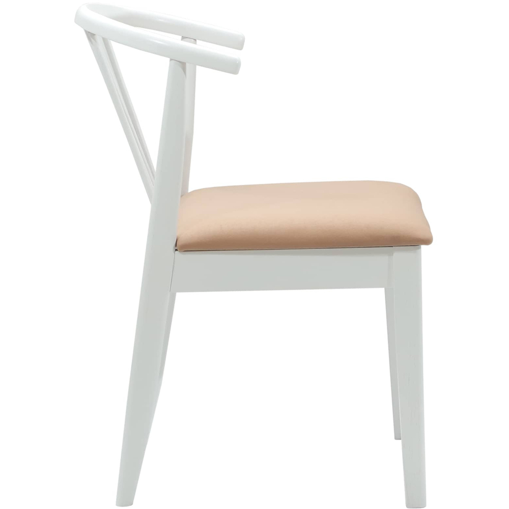 vidaXL Set of 2 White and Brown Rubberwood Vintage Dining Chairs Image 6