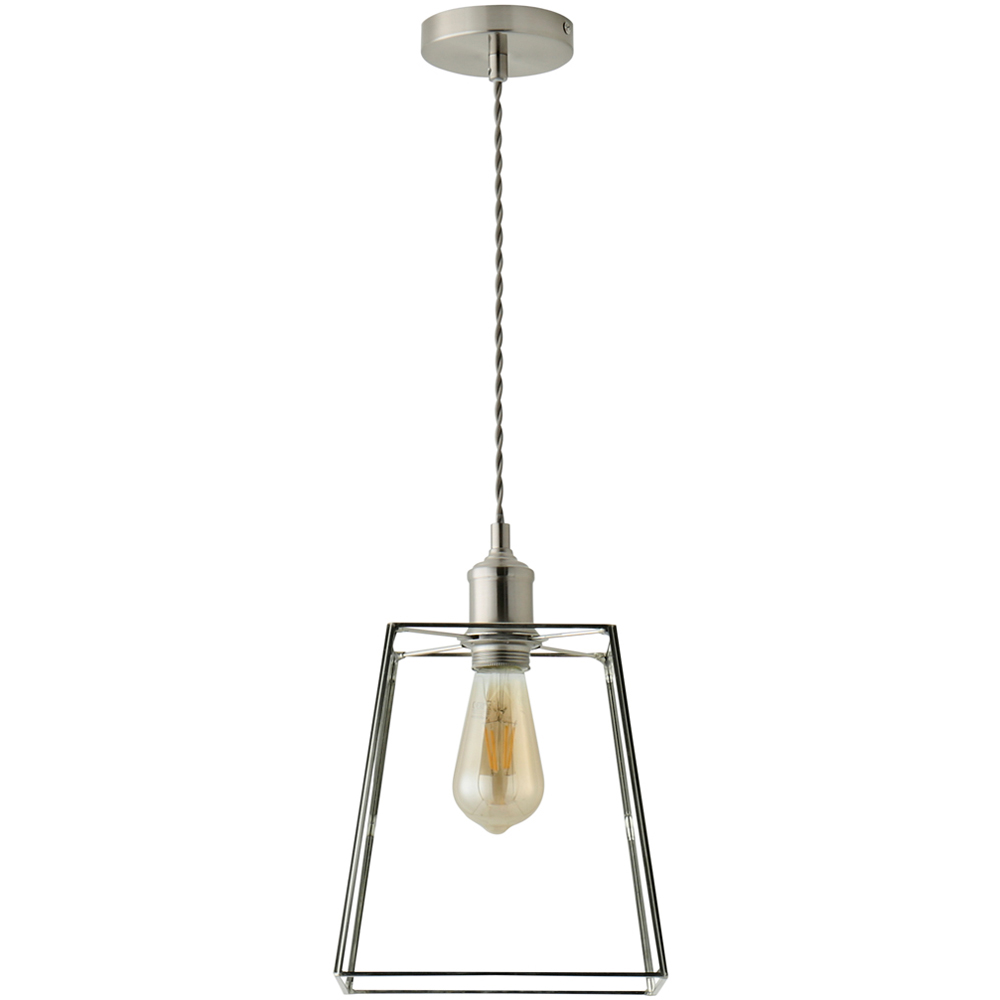 ValueLights Susie Glass Lantern Brushed Chrome Single LED Ceiling Pendant Light Image 1